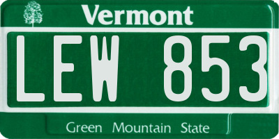 VT license plate LEW853