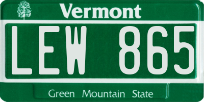VT license plate LEW865