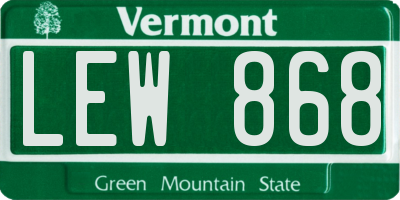 VT license plate LEW868