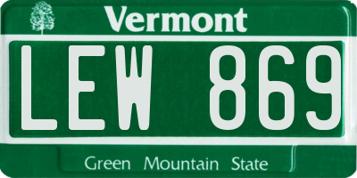 VT license plate LEW869