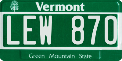 VT license plate LEW870