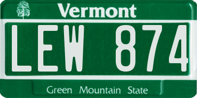 VT license plate LEW874