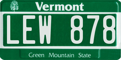 VT license plate LEW878
