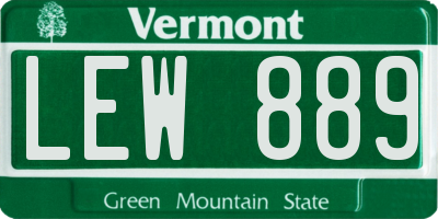 VT license plate LEW889