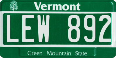 VT license plate LEW892