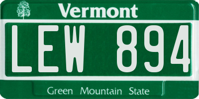 VT license plate LEW894