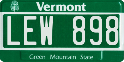VT license plate LEW898