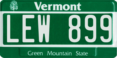 VT license plate LEW899
