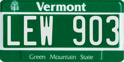 VT license plate LEW903