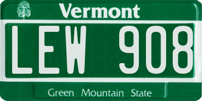 VT license plate LEW908