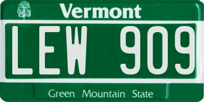 VT license plate LEW909