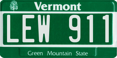 VT license plate LEW911