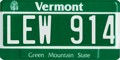 VT license plate LEW914