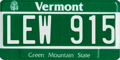 VT license plate LEW915