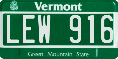 VT license plate LEW916