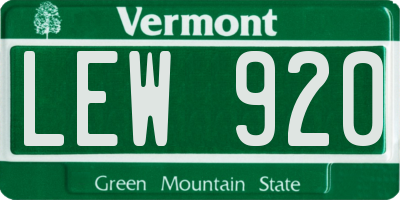 VT license plate LEW920
