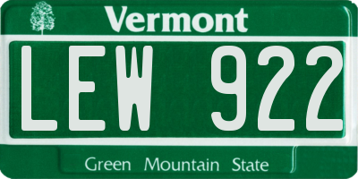 VT license plate LEW922