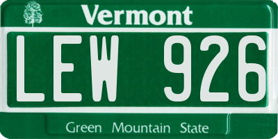 VT license plate LEW926