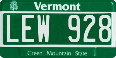 VT license plate LEW928