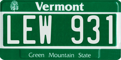 VT license plate LEW931