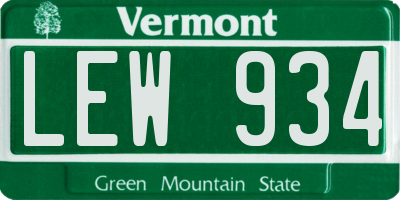 VT license plate LEW934