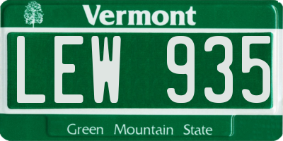 VT license plate LEW935