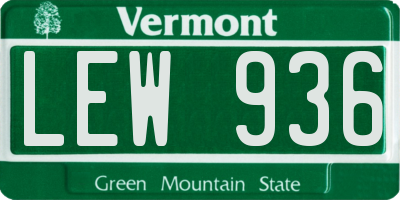 VT license plate LEW936