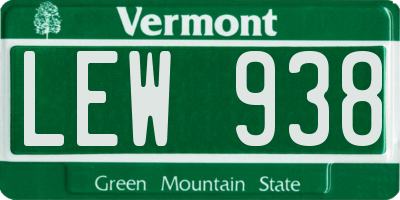 VT license plate LEW938