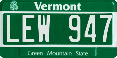 VT license plate LEW947