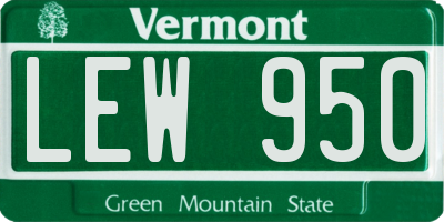VT license plate LEW950