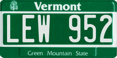 VT license plate LEW952