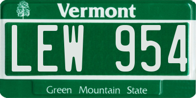 VT license plate LEW954