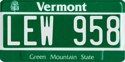 VT license plate LEW958