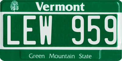 VT license plate LEW959