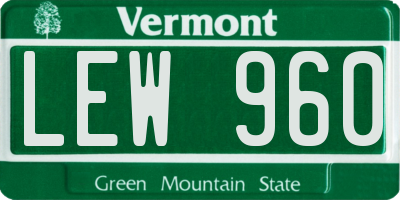VT license plate LEW960