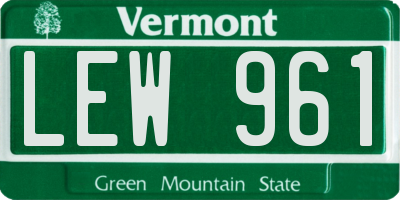 VT license plate LEW961