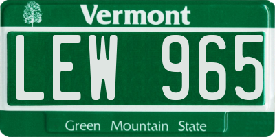 VT license plate LEW965