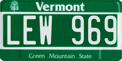 VT license plate LEW969