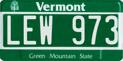 VT license plate LEW973