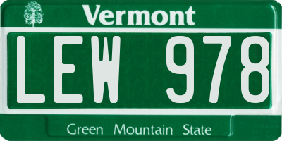 VT license plate LEW978