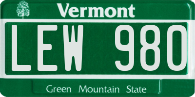 VT license plate LEW980