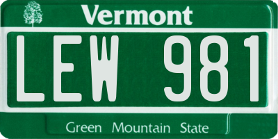 VT license plate LEW981