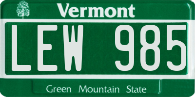 VT license plate LEW985