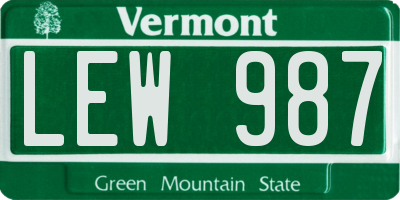 VT license plate LEW987