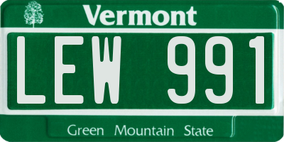 VT license plate LEW991