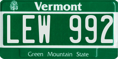 VT license plate LEW992