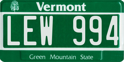 VT license plate LEW994