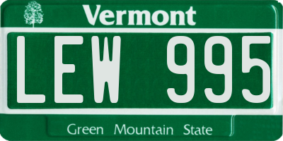 VT license plate LEW995