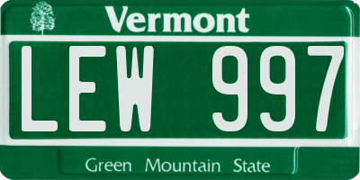 VT license plate LEW997