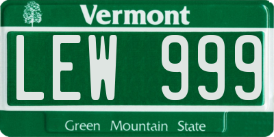 VT license plate LEW999